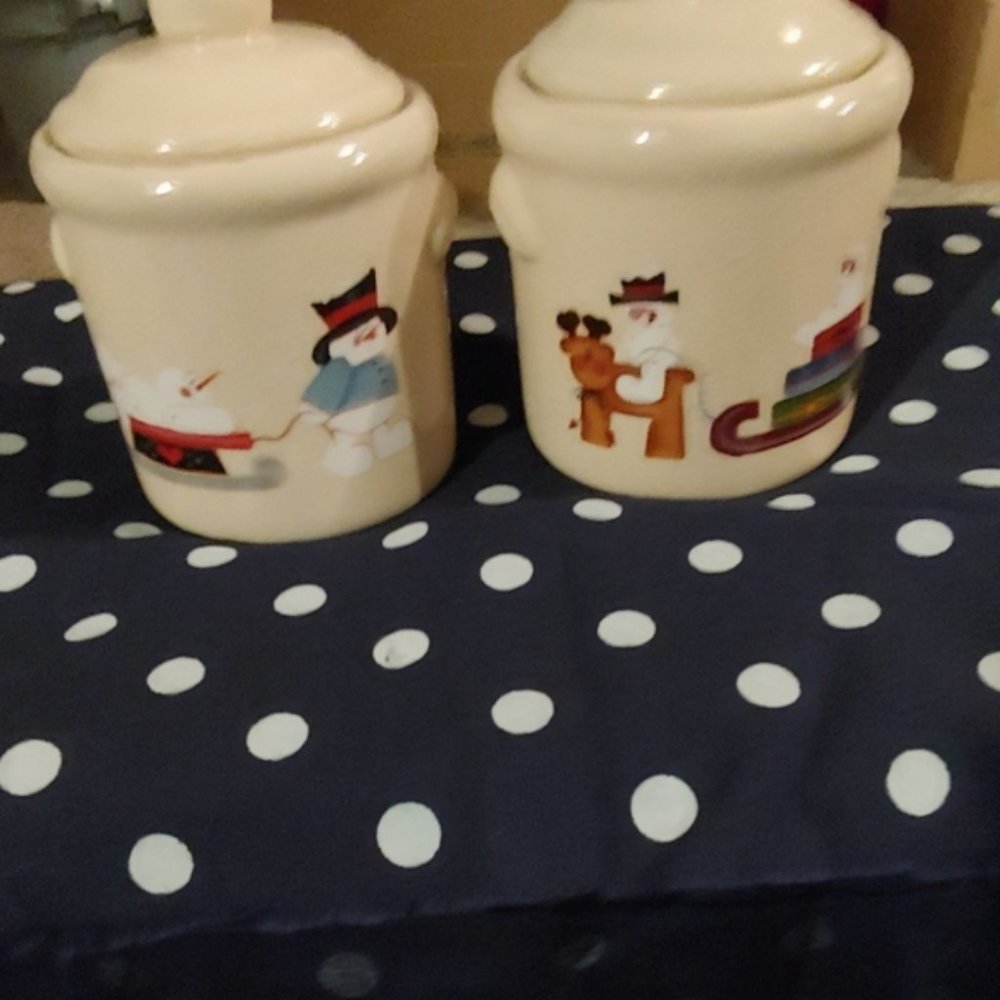 New 2 very cute snowman jar candles w/ lids